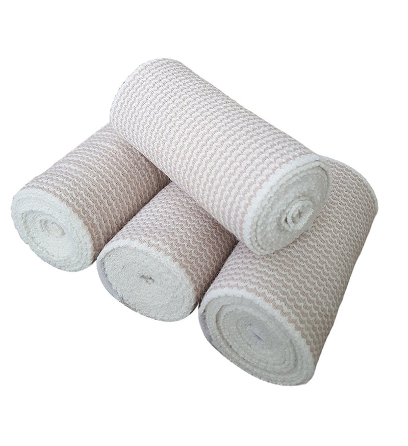 [Australia - AusPower] - ZJCCTO Elastic Bandage 4 Pack. 4 Inches Wide x (13 to 15 ft. when stretched) with Hook and Loop on Both Ends, Latex Free Bandage. Perfect Compression Wrap for Varicose Veins,Sprained Ankle 4 Count (Pack of 1) 