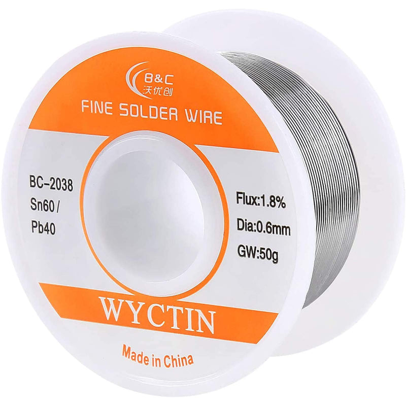 [Australia - AusPower] - WYCTIN 60-40 Tin Lead Rosin Core Solder Wire for Electrical Soldering and DIY 0.0236 inches(0.6mm) 0.11lbs 