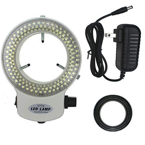 Adjustable 144 LED Microscope Ring Light - 12V, 30,000-40,000 LX, US Plug