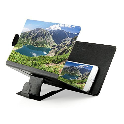 [Australia - AusPower] - OCT17 Phone Screen Magnifier Cellphone Projector Enlarged Amplifier Mobile Bracket Holder 3D HD Movie Video Stand Compatible with All Smartphone Black 