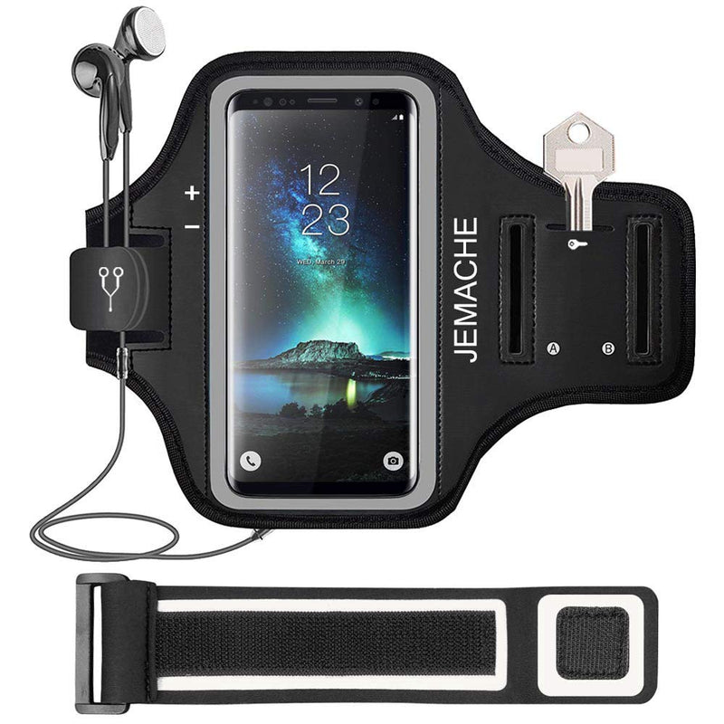 [Australia - AusPower] - Galaxy S10+ S9+ S8+ Armband, JEMACHE Gym Running Workouts Arm Band for Samsung Galaxy S10 Plus/S9 Plus/S8 Plus with Key Holder (Black) Black 
