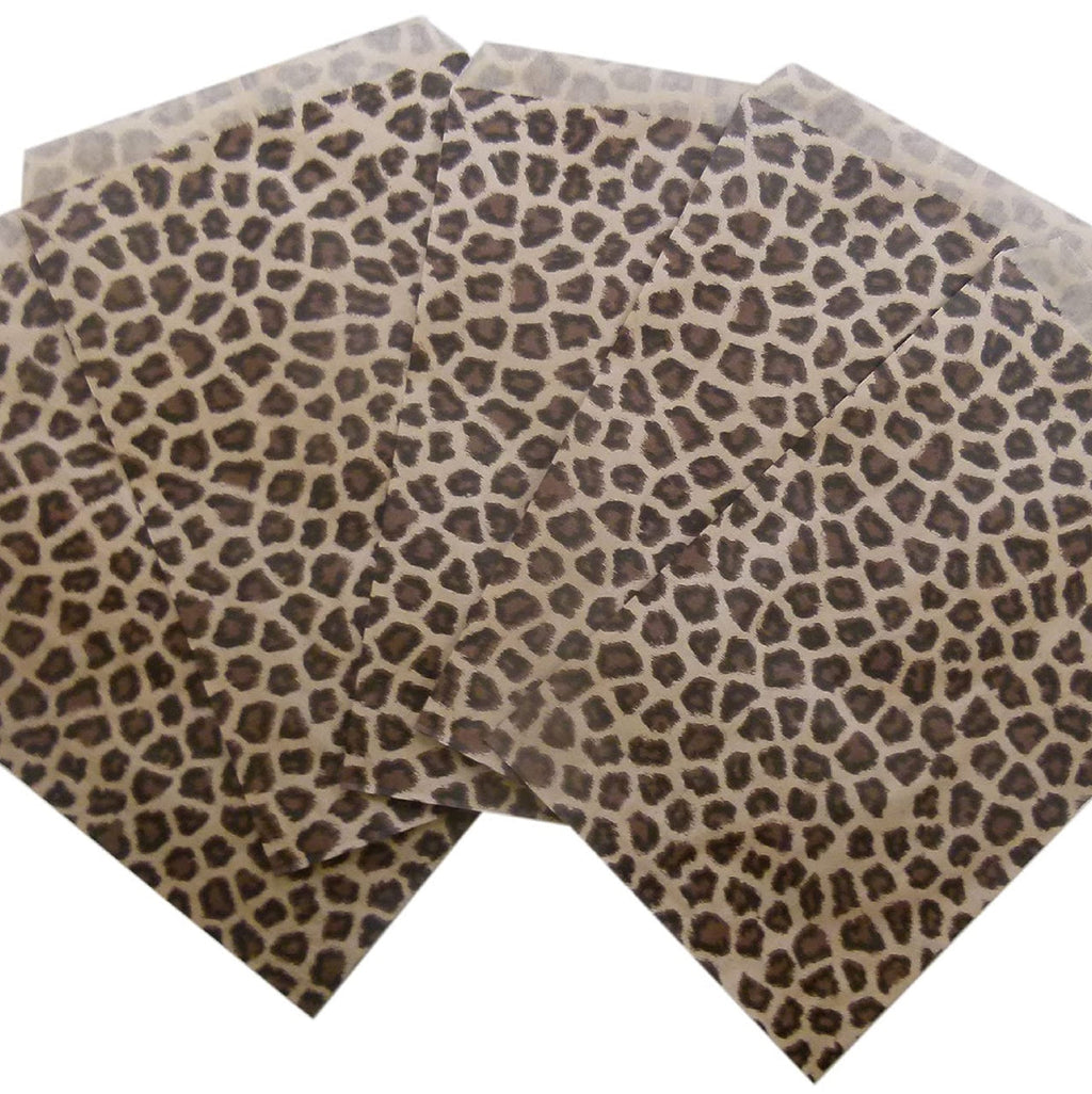 [Australia - AusPower] - 50 Qty 6" x 9" Cheetah Leopard Print Flat Plain Paper Gift Bags or Patterned Decorative Bags for candy, cookies, merchandise, pens, Party favors, showers, holidays, events and gifts 