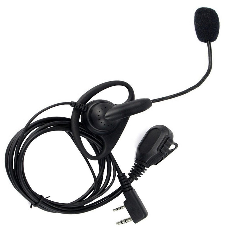 [Australia - AusPower] - KENMAX® 2 Pin D Shape Earpiece Headset with Boom Mic for Kenwood Baofeng Puxing Quansheng Weierwei Wouxun Radio 