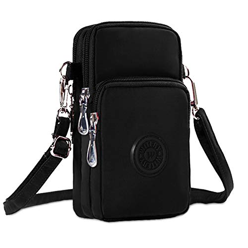 [Australia - AusPower] - WITERY Waterproof Nylon Cute Crossbody Cell Phone Purse Smartphone Wallet Bag for Women Black 