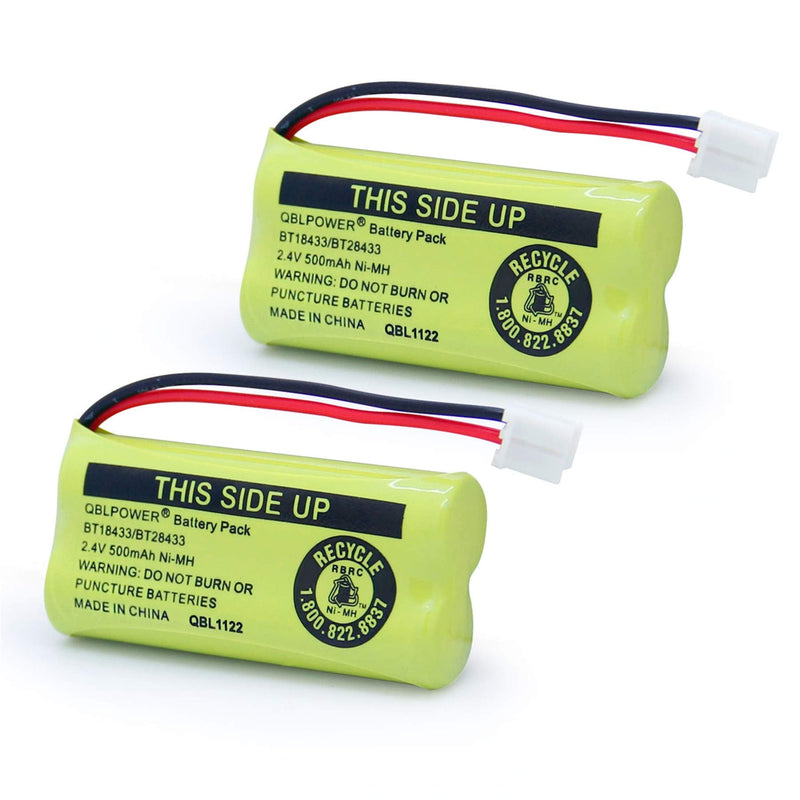 [Australia - AusPower] - QBLPOWER 2.4V Rechargeable Battery Compatible with AT&T Vtech Phones BT18433 BT184342 BT28433 BT284342 BT-8300 BATT-6010 BT1011 BT1018 BT1022 BT1031 89-1326-00-00/89-1330-01-00/CPH-515D(Pack of 2) 