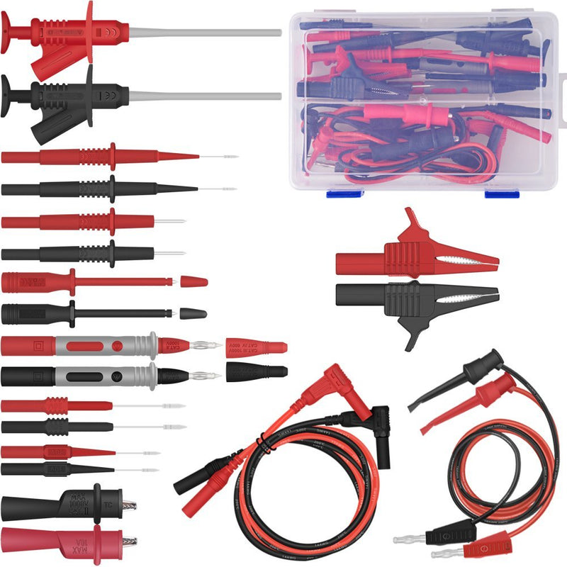 [Australia - AusPower] - Test Leads Set, 22 in 1 Multimeter Test Leads with Electrical Alligator Clips, Soft Silicone Test Leads Probes 