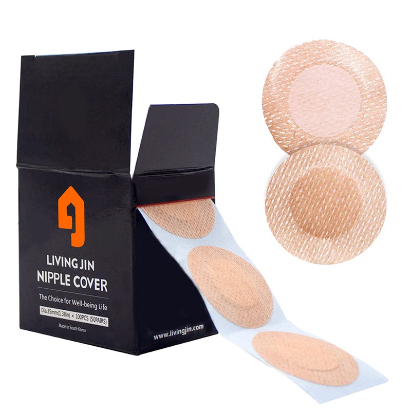 [Australia - AusPower] - LIVING JIN Nipple Protector - Value Pack (50 Pairs), Anti-Chafing Nipple Cover Sets for Runners, Nipple Tape, Nip Protectors, Nipple Stickers, Adhesive Bandage 
