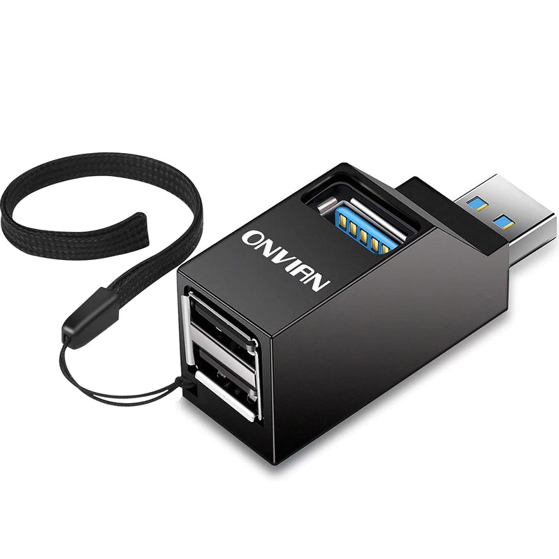 [Australia - AusPower] - Onvian 3 Port USB Hub High Speed Splitter Plug and Play Bus Powered, Black 