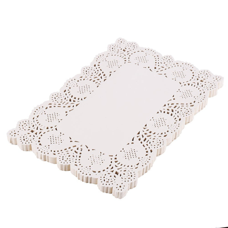 [Australia - AusPower] - DECORA 200 pcs 10X14.5 Inch White Rectangle Lace Paper Doilies for Wedding Tableware Decorations Am011s2p200 