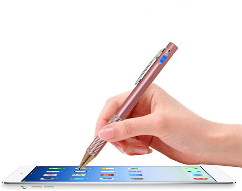 [Australia - AusPower] - Rechargeable Fine Point Precision Stylus,Anti Slip and Anti Sweat Design Ultra Thin 1.45mm Tip Active Stylus ,Perfect for Drawing and Handwriting Only Compatible W/ iOS and Andriod Touchscreen，Rose 