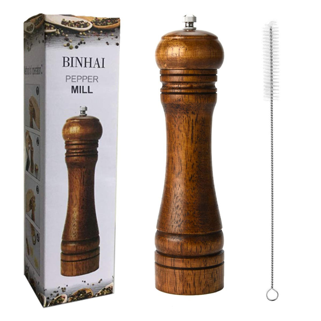 [Australia - AusPower] - Wooden Pepper Mill Kit Wood Manual mills Solid With Strong Adjustable Ceramic Grinder 8 " B 1 Wooden Pepper Mill 