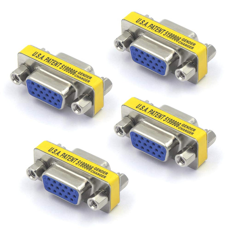 [Australia - AusPower] - VCE VGA Female to Female Adapter SVGA Coupler HD15 Mini Gender Changer VGA Cable Extender, 4 Pack 