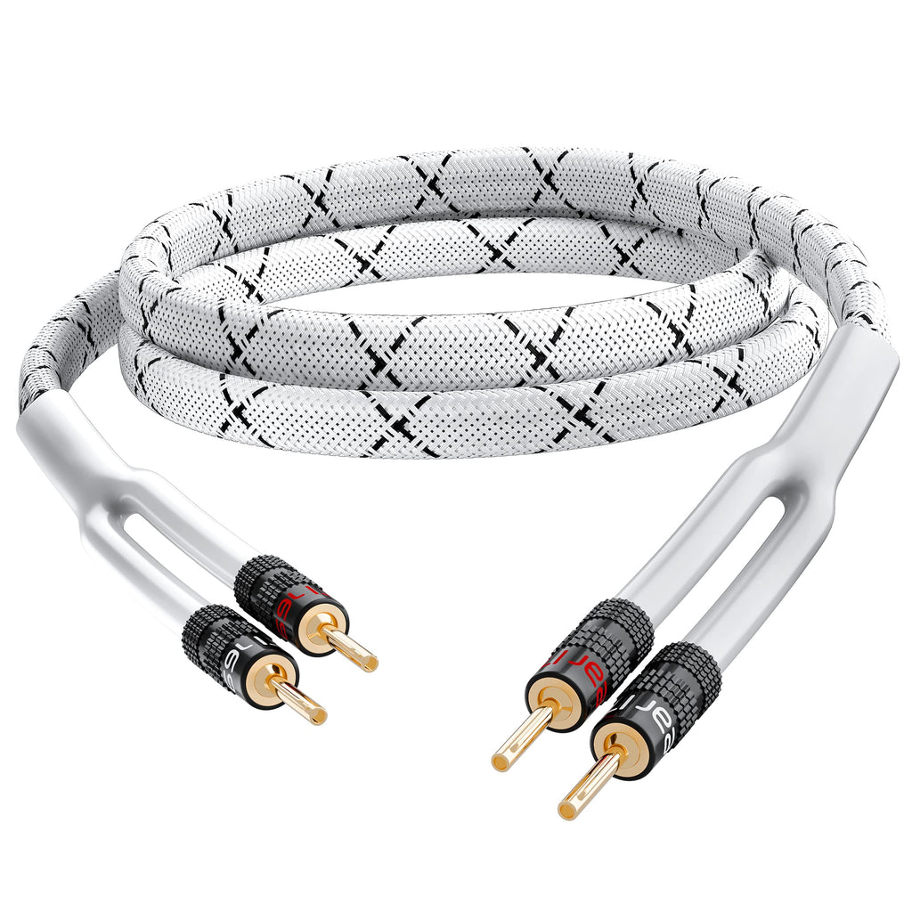 [Australia - AusPower] - GearIT 12AWG Premium Heavy Duty Braided Speaker Wire (6 Feet) with Dual Gold Plated Banana Plug Tips - Oxygen-Free Copper (OFC) Construction, White 6 Feet 
