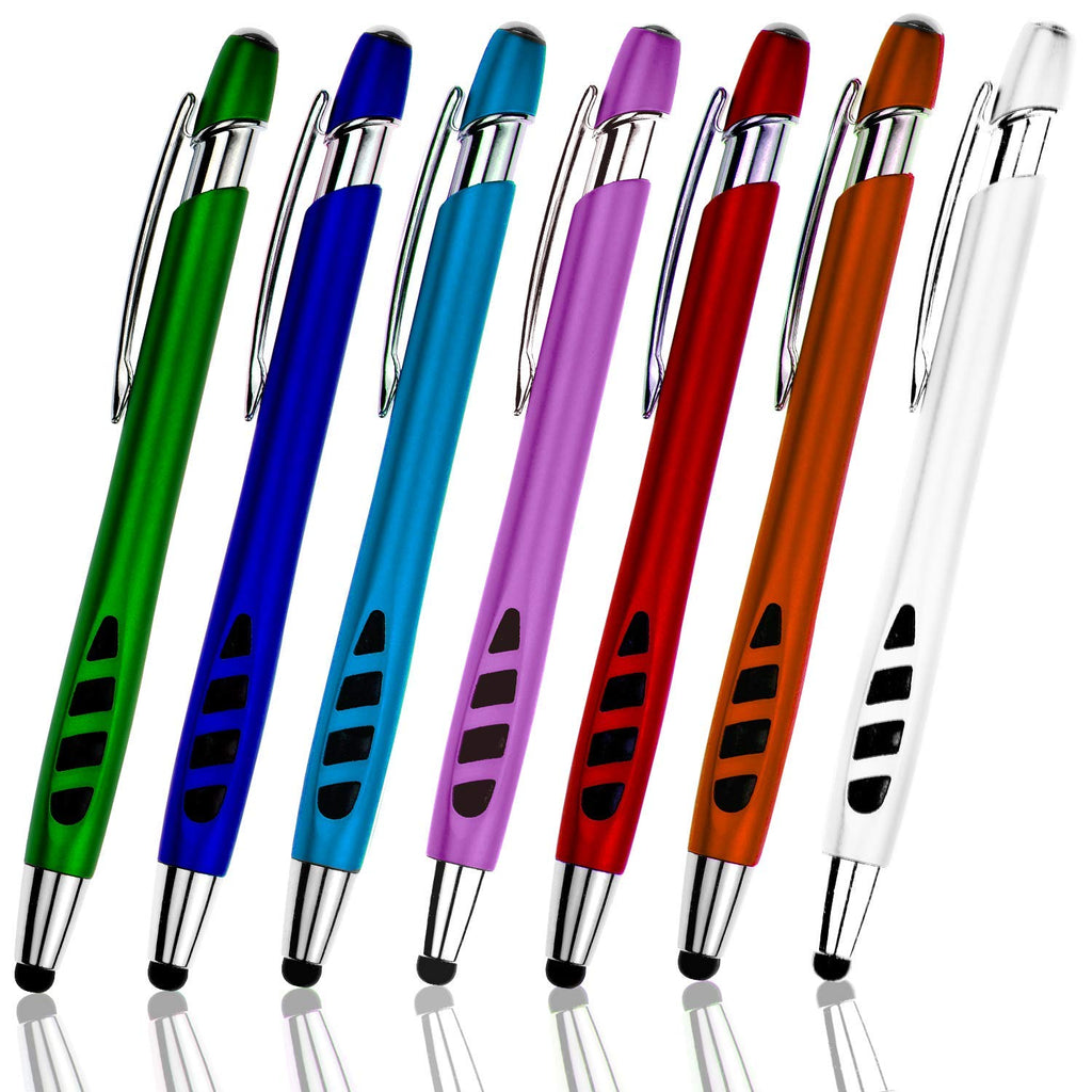[Australia - AusPower] - Stylus pen for Touch Screens & Writing Pens, with Sensitive Stylus Tip - 2 in 1, For Your iPad, iPhone, Kindle, Nook, Samsung Galaxy, Tablets & Phones - Assorted Barrel Colors, Black Ink, 7 Pack 