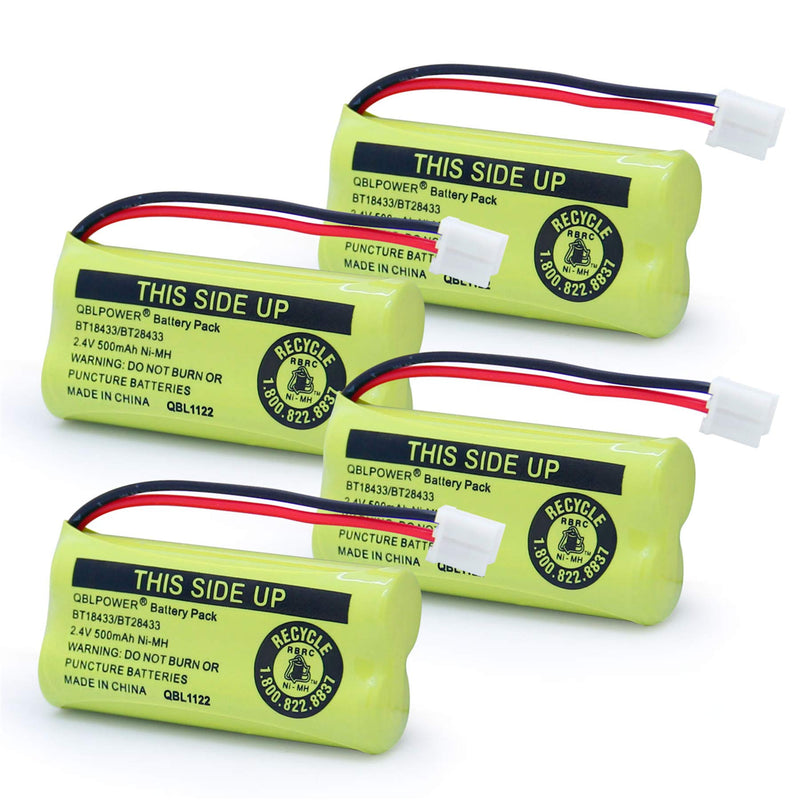 [Australia - AusPower] - QBLPOWER BT18433 BT28433 BT-8300 BATT-6010 Rechargeable Battery BT184342 BT284342 BT1011 BT1018 BT1022 BT1031 89-1326-00-00/89-1330-01-00/CPH-515D 2.4V(Pack of 4) 4 Pack BT18433 Batteries 
