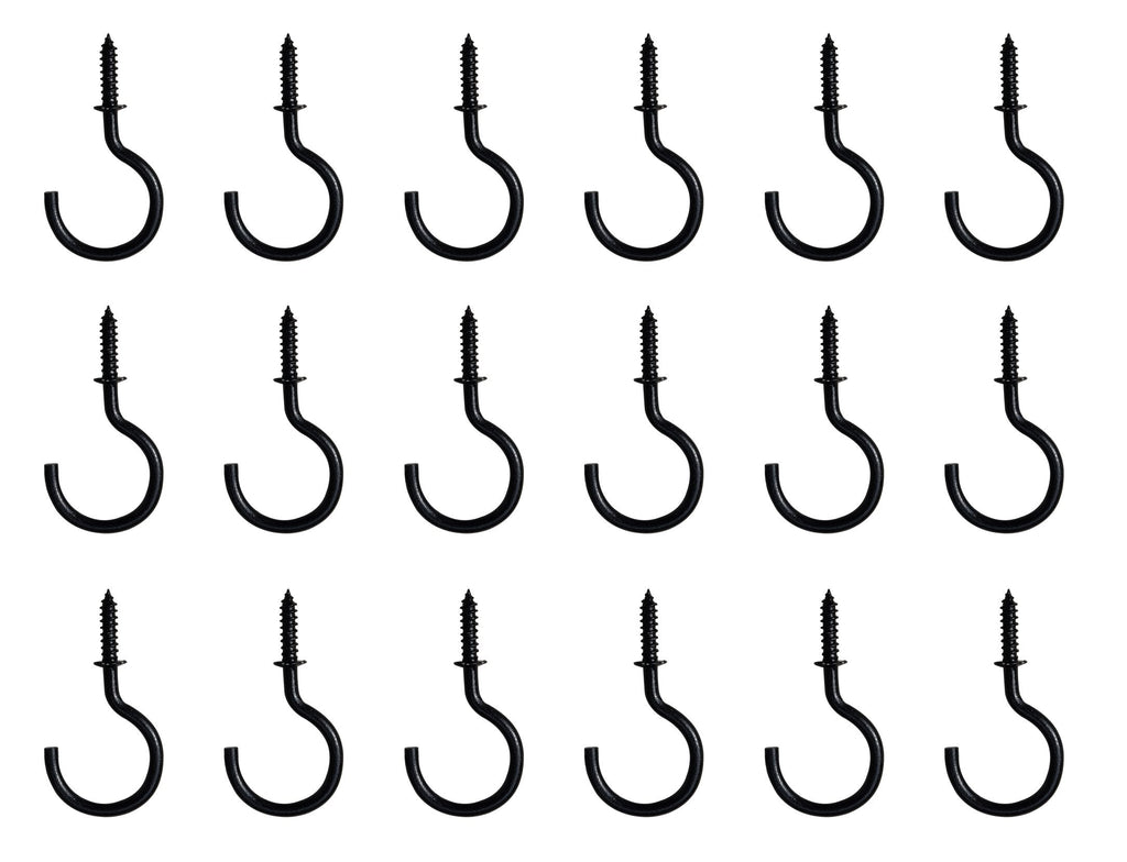 [Australia - AusPower] - Metal Cup Hook, Pack of 18, Black, Premium Steel Screw Hooks, Command Outdoor Light Clips, Christmas Light Hooks 18 Pack 