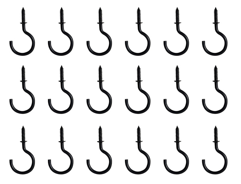 [Australia - AusPower] - Metal Cup Hook, Pack of 18, Black, Premium Steel Screw Hooks, Command Outdoor Light Clips, Christmas Light Hooks 18 Pack 