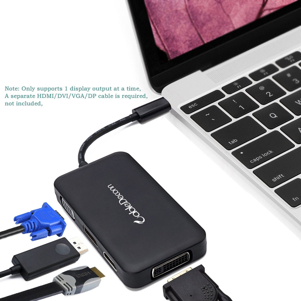 [Australia - AusPower] - USB-C Multiport Adapter,CableDeconn USB-C Type C 3.1 To HDMI DP DVI VGA 4K Cable Adapter Converter For New Macbook 
