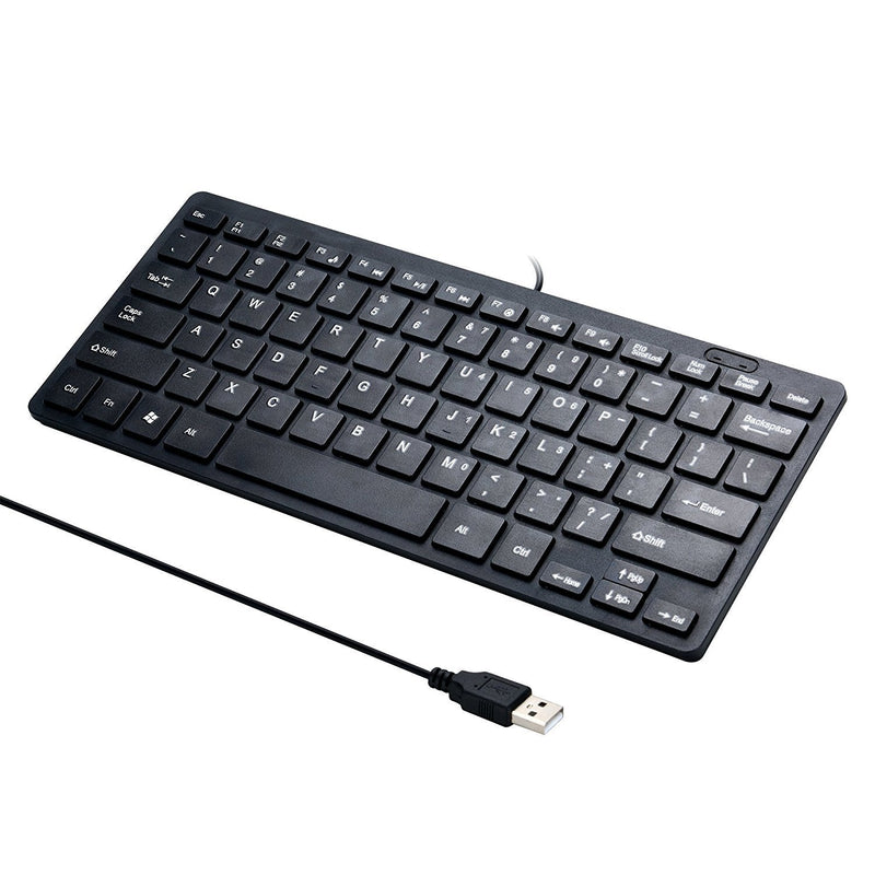 [Australia - AusPower] - Mini 78 Keys Wired Keyboard - with Keyboard Cover Computer keypad for Laptop MAC Windows 10/8 / 7 / Vista/XP(Black+Keyboard Film) Black 
