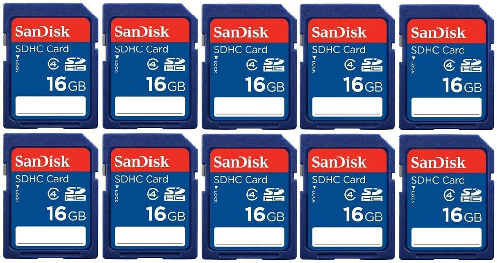 [Australia - AusPower] - Lot of 10 SanDisk 16GB SD SDHC Class 4 Flash Memory Camera Card SDSDB-016G-B35 Pack + SD/TF USB Card Reader 
