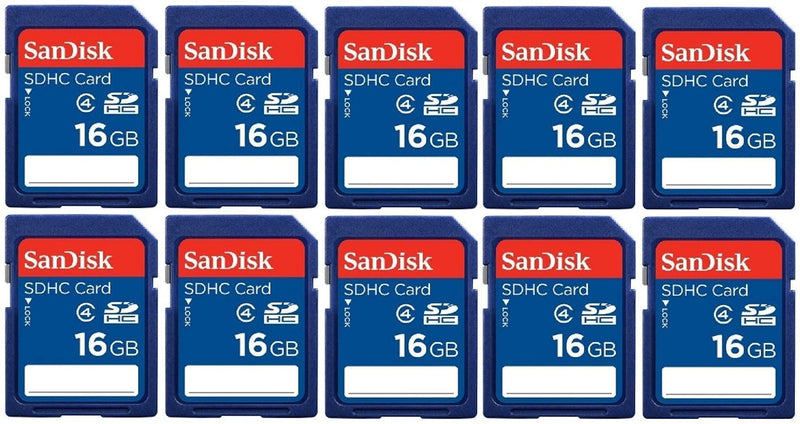 [Australia - AusPower] - Lot of 10 SanDisk 16GB SD SDHC Class 4 Flash Memory Camera Card SDSDB-016G-B35 Pack + SD/TF USB Card Reader 