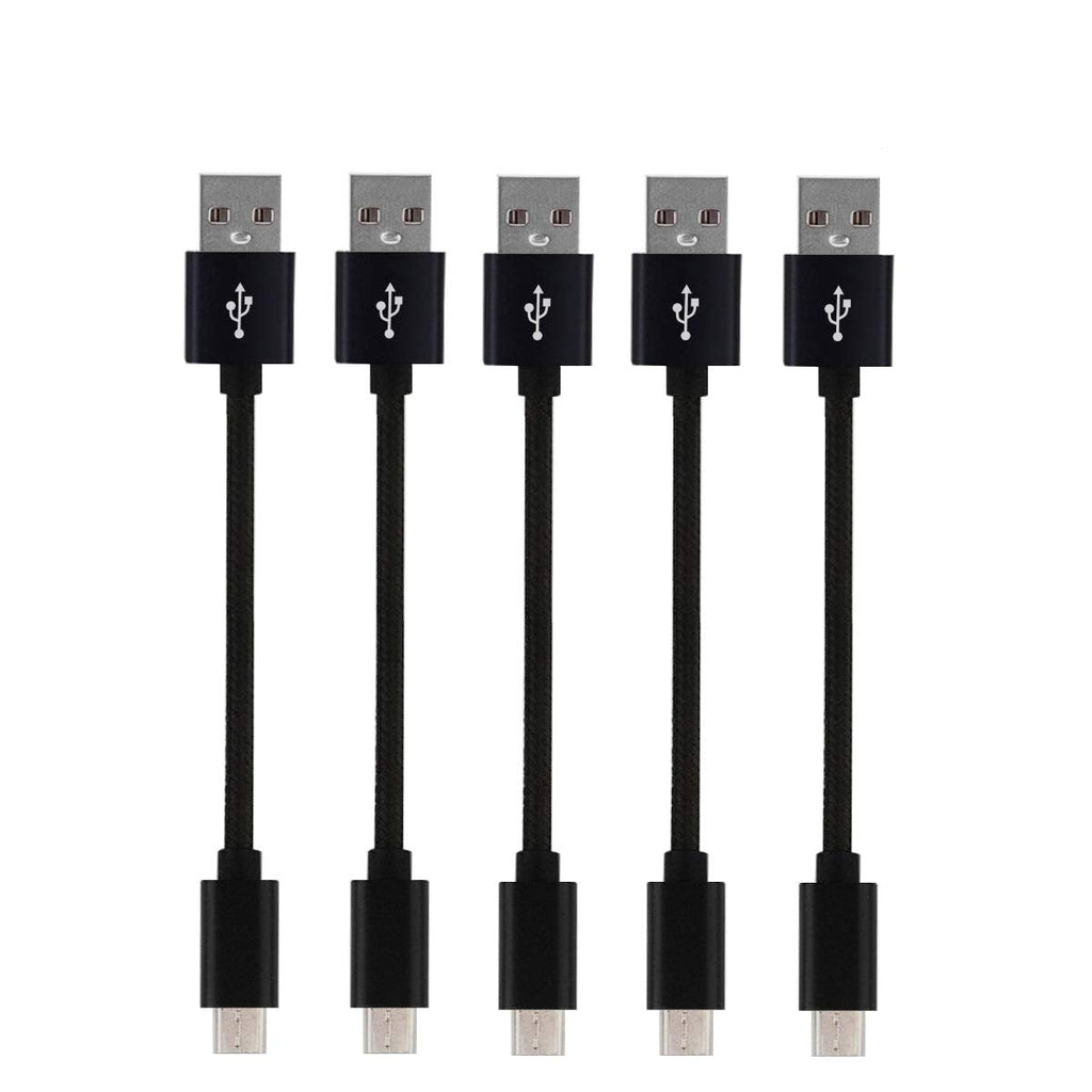 [Australia - AusPower] - Short Micro USB Cable, DETHINTON [5 Pack 8 inches] Short Nylon Braided High Speed USB to Micro USB Charging Cables for Tablets and Many Other Android Devices – Black 