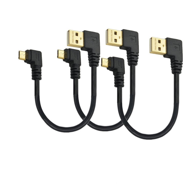 [Australia - AusPower] - 3Pcs Short USB Fast Charging Cable 90 Degrees Micro USB Cord Right Angle High Speed USB 2.0 Cable Charger Cord Data Charge Cable for Car Power Bank Android Cell Phone 6 Inch Black Micro USB 3Pcs 