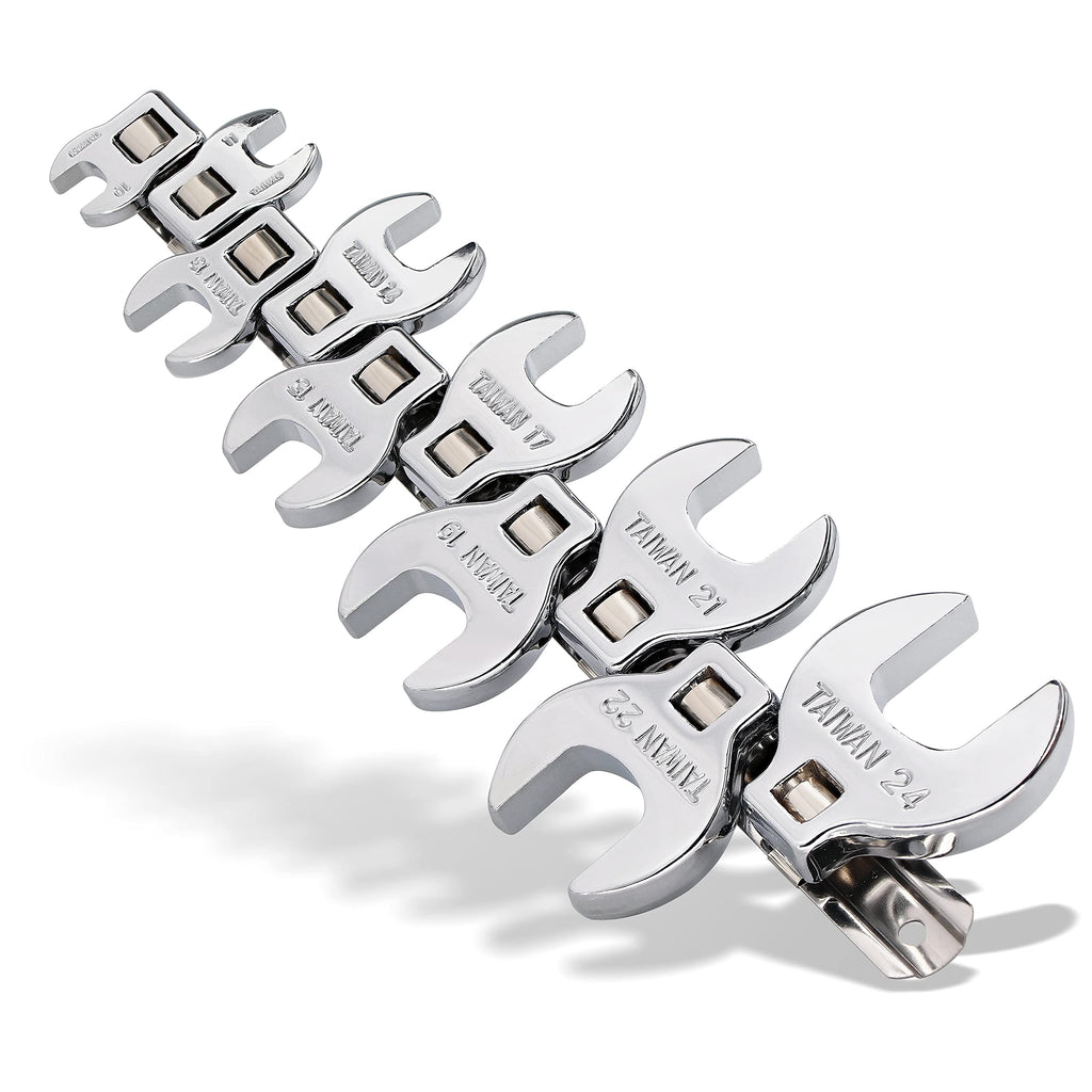 [Australia - AusPower] - RamPro 3/8” Drive Crowfoot Wrench Set, Metric | Includes Sizes: 10, 11, 13, 14, 15, 17, 19, 21, 22 & 24mm | 10-Piece Kit with Clip Organizer. Metric (mm) 