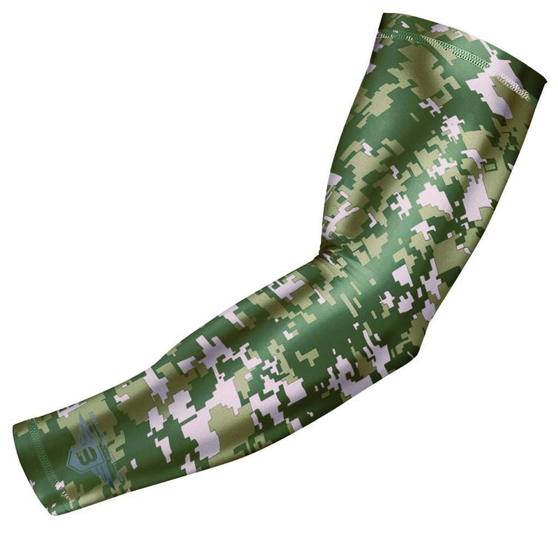 [Australia - AusPower] - Bucwild Sports Compression Arm Sleeve - Youth & Adult Sizes - Baseball Football Basketball Sports (1 Arm Sleeve) Army Green/Olive Green Camo Adult Small 