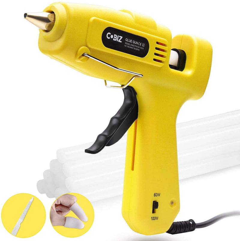 [Australia - AusPower] - Hot Glue Gun High Temp-Cobiz Full Size (Not Mini) 60/100W Dual Power Heavy Duty Melt Glue Gun Kit with 12 Pcs Premium Glue Sticks(0.43'' x 8" ) for Arts & Crafts Use,Christmas Decoration/Gifts 