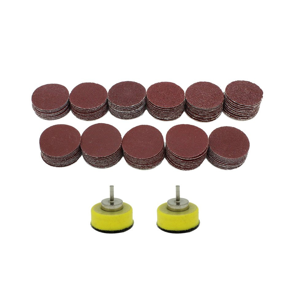 [Australia - AusPower] - AUTOTOOLHOME 110pcs 1 inch Sanding Discs with 2ps 1/8 Shank Polishing Pads Hook and Loop Sandpaper Abrasive Tool Attachment 40-600Grit 