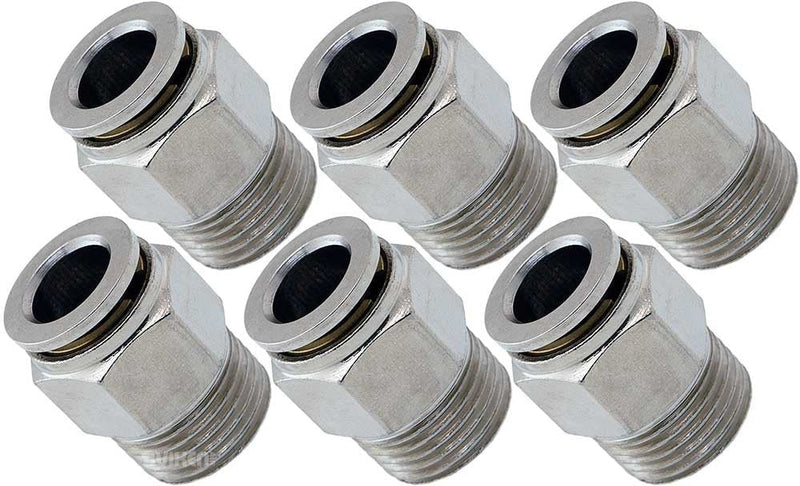 [Australia - AusPower] - Vixen Air 3/8" NPT Male Push to Connect (PTC) Straight Pneumatic Fitting for 3/8" OD Hose Bundle of six Fittings VXA7383-6 