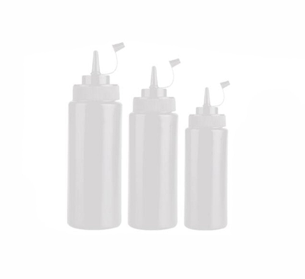 [Australia - AusPower] - 2PCS Empty Clear White Refillable Plastic Squeeze Sauce Condiment Bottles Container Seasoning Dispenser for Ketchup Mustard Sauce Vinegar Cream Honey Salad Dressing (370ML) 370ML 