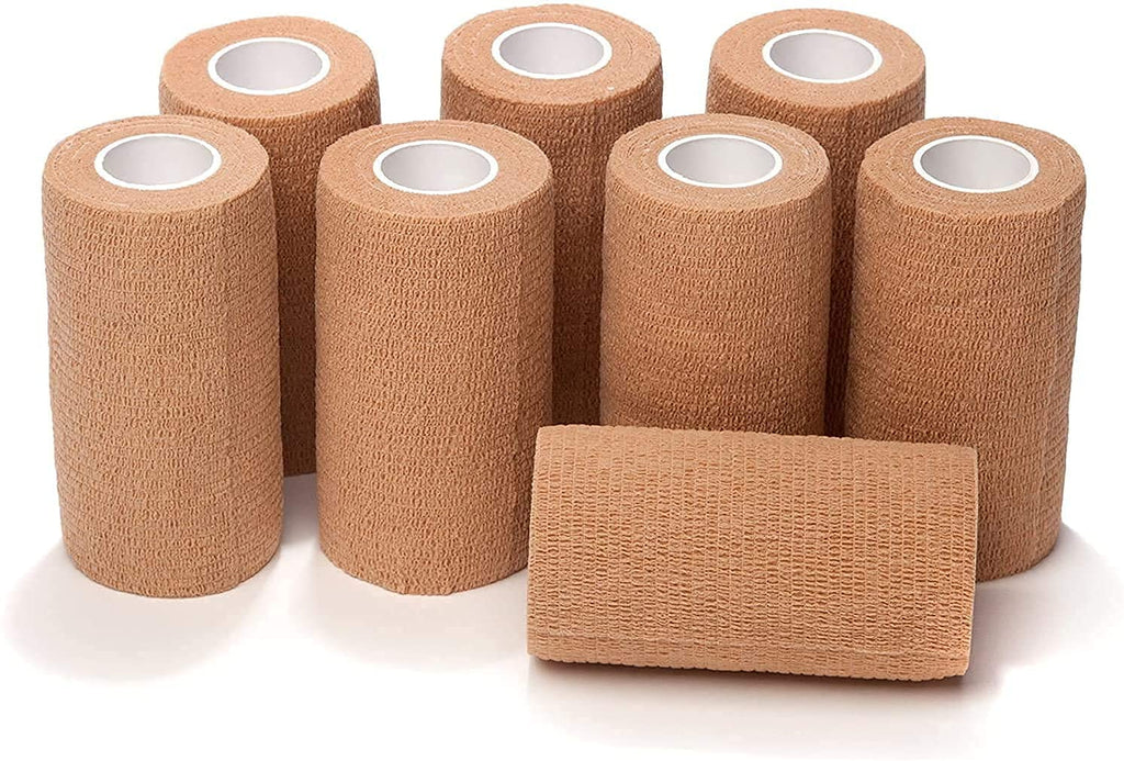 [Australia - AusPower] - Self Adhering Bandage Wrap (Bundle Pack of 8) | 3 Inch by 5 Yards Non Woven Self Adhesive Bandage Wrap | Brown Athletic Tape for Wrist, Hand and Ankle wrap | Premium-Grade Medical Bandage Tape 8 Pack 