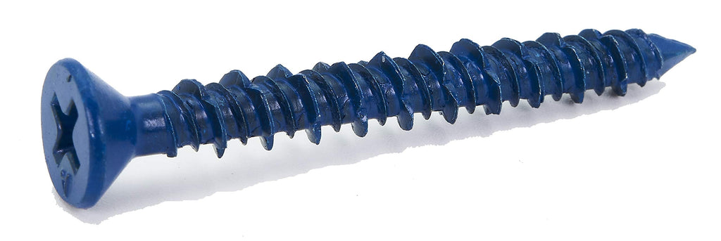 [Australia - AusPower] - CONFAST 3/16" x 1-3/4" Blue Flat Phillips Concrete Screw Anchor with Drill Bit for Anchoring to Masonry, Block or Brick (100 per Box) 