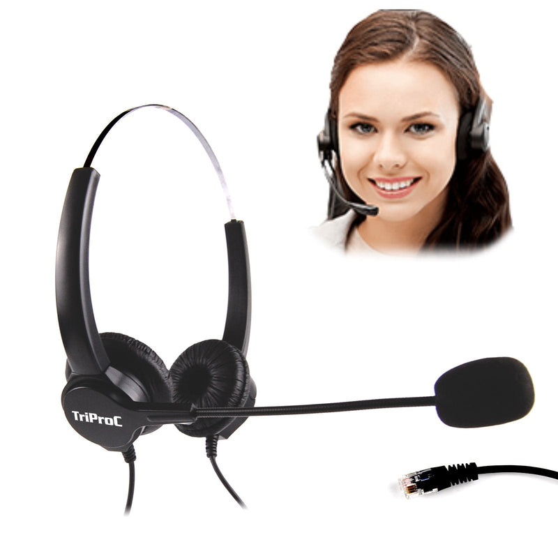 [Australia - AusPower] - TRIPRO 4 Pin RJ9 Telephone Headset for Landline Desk Phones (H800D) 
