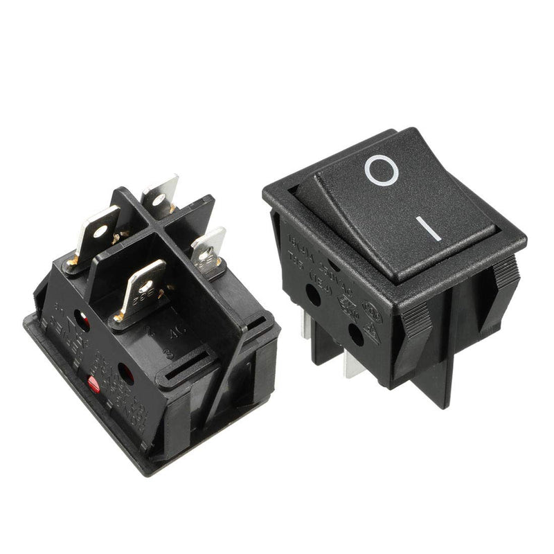 [Australia - AusPower] - uxcell 5Pcs AC 16A/125V 16A/250V 4 Terminal 2 Position Boat DPST Rocker Switches Black 