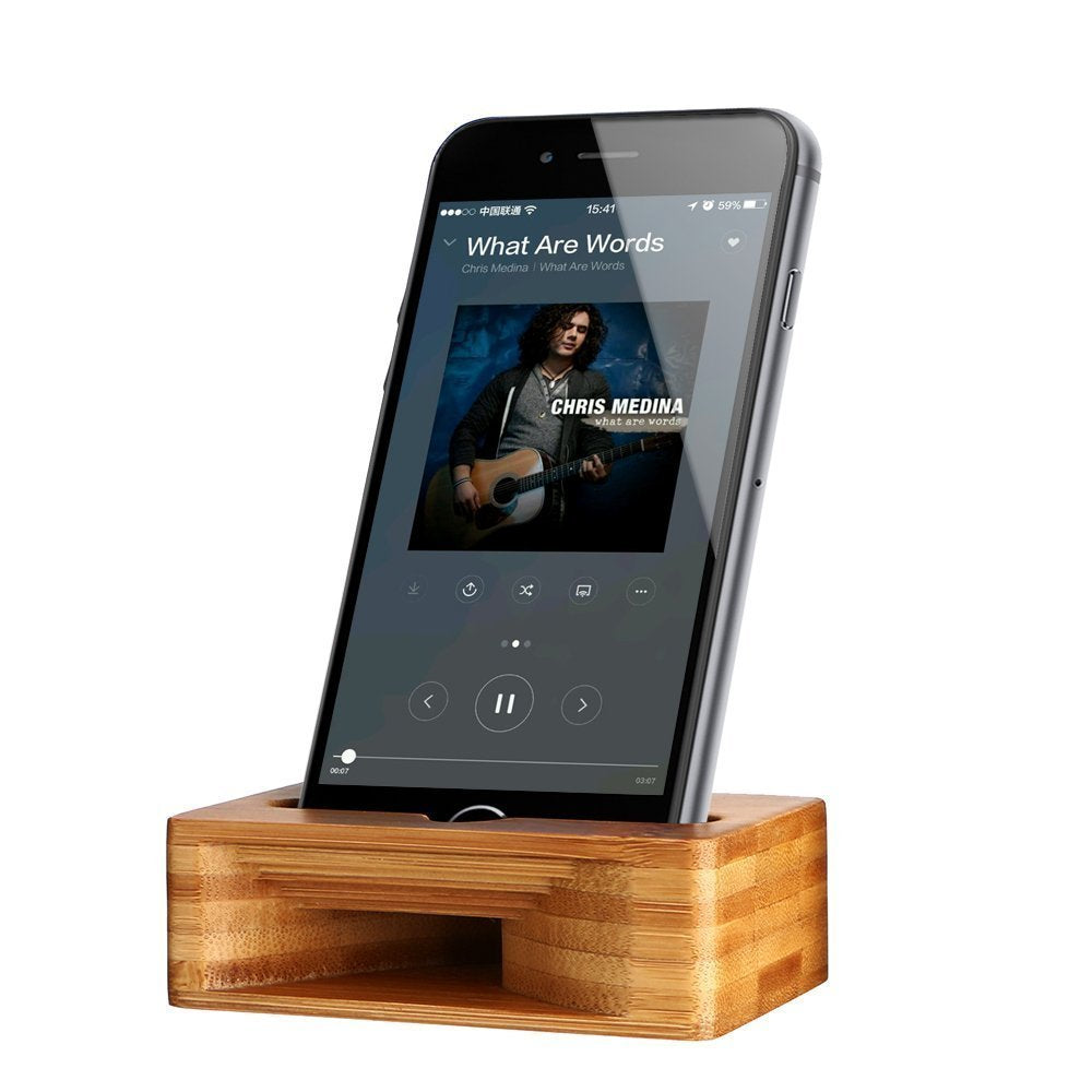 [Australia - AusPower] - ARCHEER Cell Phone Stand Holder Natural Bamboo Wood Phone Dock Stands Compatible iPhone 13 12 Pro Max X XS XR SE 8 Plus and Android Smartphones Within 5.5 Inches 