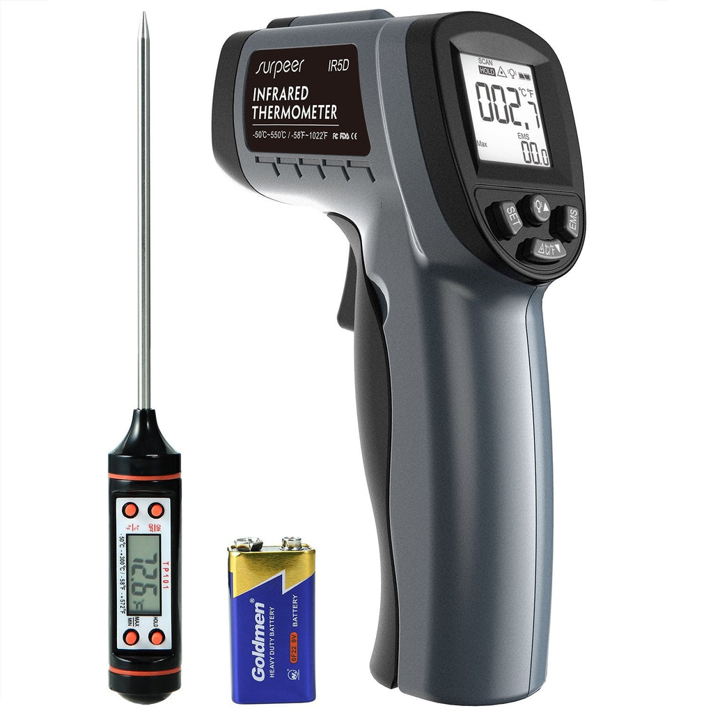 [Australia - AusPower] - Infrared Thermometer, SURPEER Laser Temperature Gun, Non Contact Digital Electric IR Temp Gauge for Cooking, Home Repairs, Handmaking, Surface Measuring, -58 to 1022 ℉( Not Human) IR-5D-US 