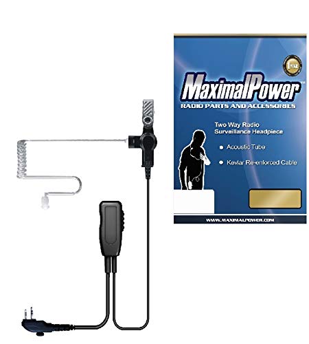 [Australia - AusPower] - MaximalPower HYTERA HYT Single Wire 2-Pin Radio Earbud Headset PTT Mic in-Ear Clear Coil Tube 
