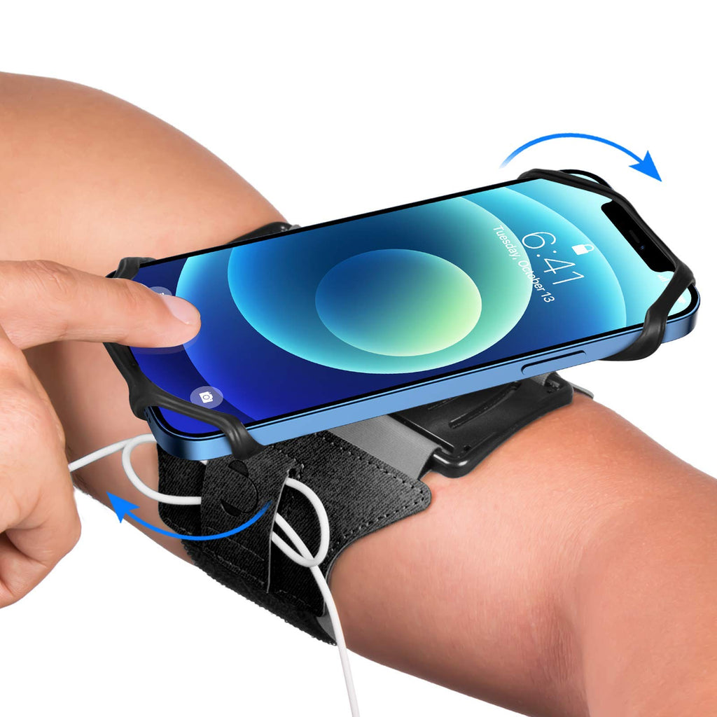 [Australia - AusPower] - VUP Running Armband 360°Rotatable for iPhone 13/Pro Max/Pro/Mini/12/11/SE/Xs/XR/X/8/7/Plus, Fits All 4-6.7 Inch Smartphones, with Key Holder Phone Armband for Running Hiking Biking (Black) Black 