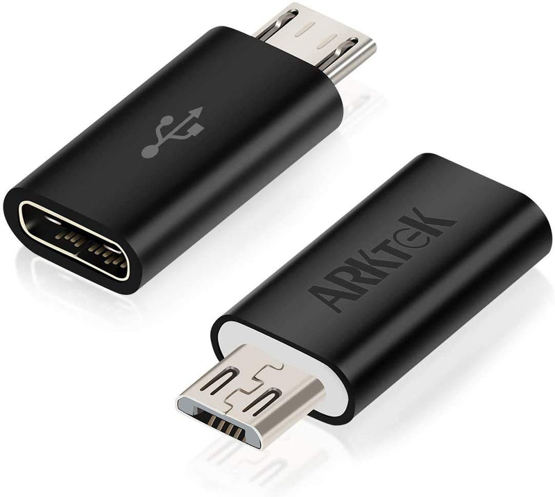 [Australia - AusPower] - ARKTEK USB-C Adapter - USB Type C (Female) to Micro USB (Male) Sync and Charging Adapter for Digital Camera Power Bank Galaxy S7 S7 Edge and More (Pack of 2) 