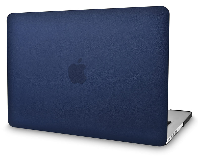 [Australia - AusPower] - KECC Compatible with MacBook Pro 15 inch Case Cover 2016-2019 Release A1990 A1707 with Touch Bar Protective Italian Leather Hard Shell(Navy Blue Leather) A1990/A1707 Mac Pro 15" 2019/18/17/16 Navy Blue Leather 