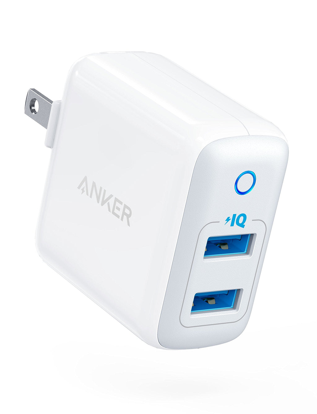 [Australia - AusPower] - Anker Dual USB Wall Charger, PowerPort II 24W, Ultra-Compact Travel Charger with PowerIQ Technology and Foldable Plug, for iPhone XS/Max/XR/X/8/7/6/Plus, iPad Pro/Air 2/mini 4, Galaxy S9/S8/+ and More White 