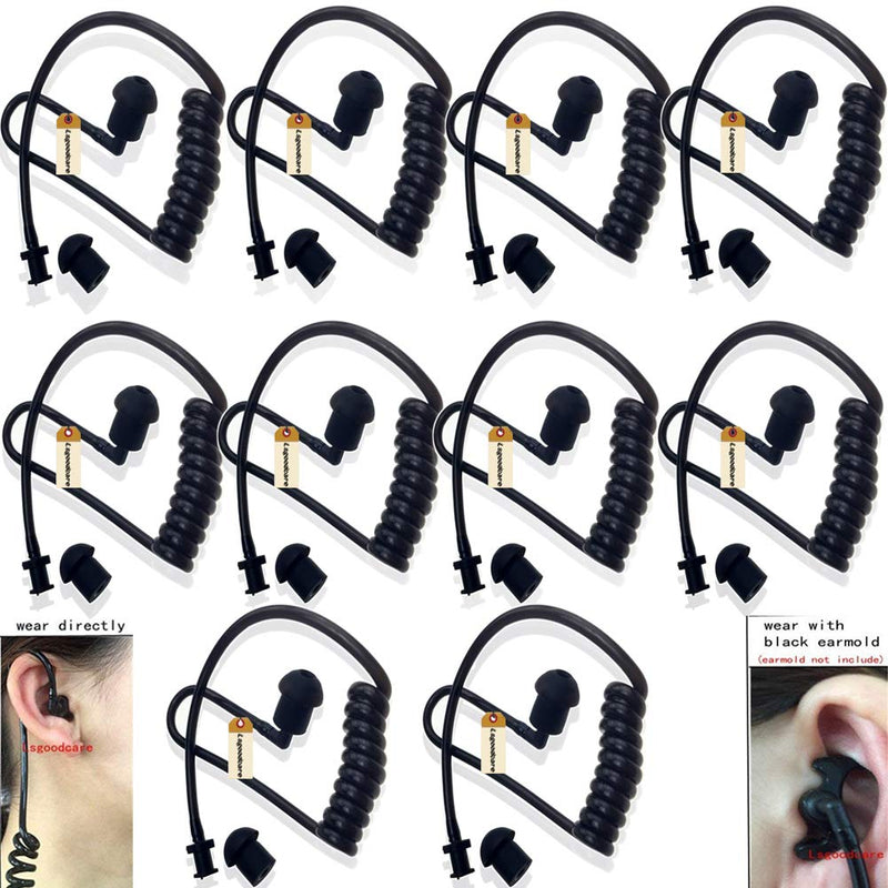 [Australia - AusPower] - Replacement Coil Audio Tube, Lsgoodcare 10Pcs Twist On Acoustic Tube Replacement Black with Mushroom Earbuds Eartips Compatible for Motorola Midland Kenwood Two Way Radio Surveillance Headset Earpiece 