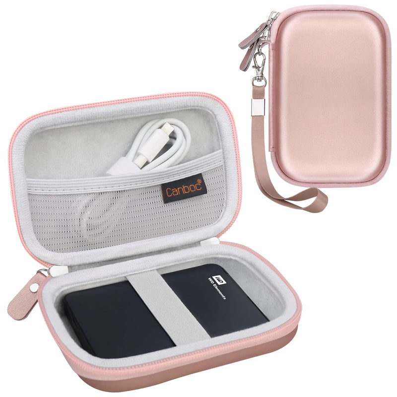 [Australia - AusPower] - Canboc Hard Drive Carrying Case Compatible with Western Digital Elements WD My Passport, Canvio Basics, Seagate Backup Plus Slim 1TB 2TB 3TB 4TB External Hard Drive USB 3.0 Portable HDD, Rose Gold 