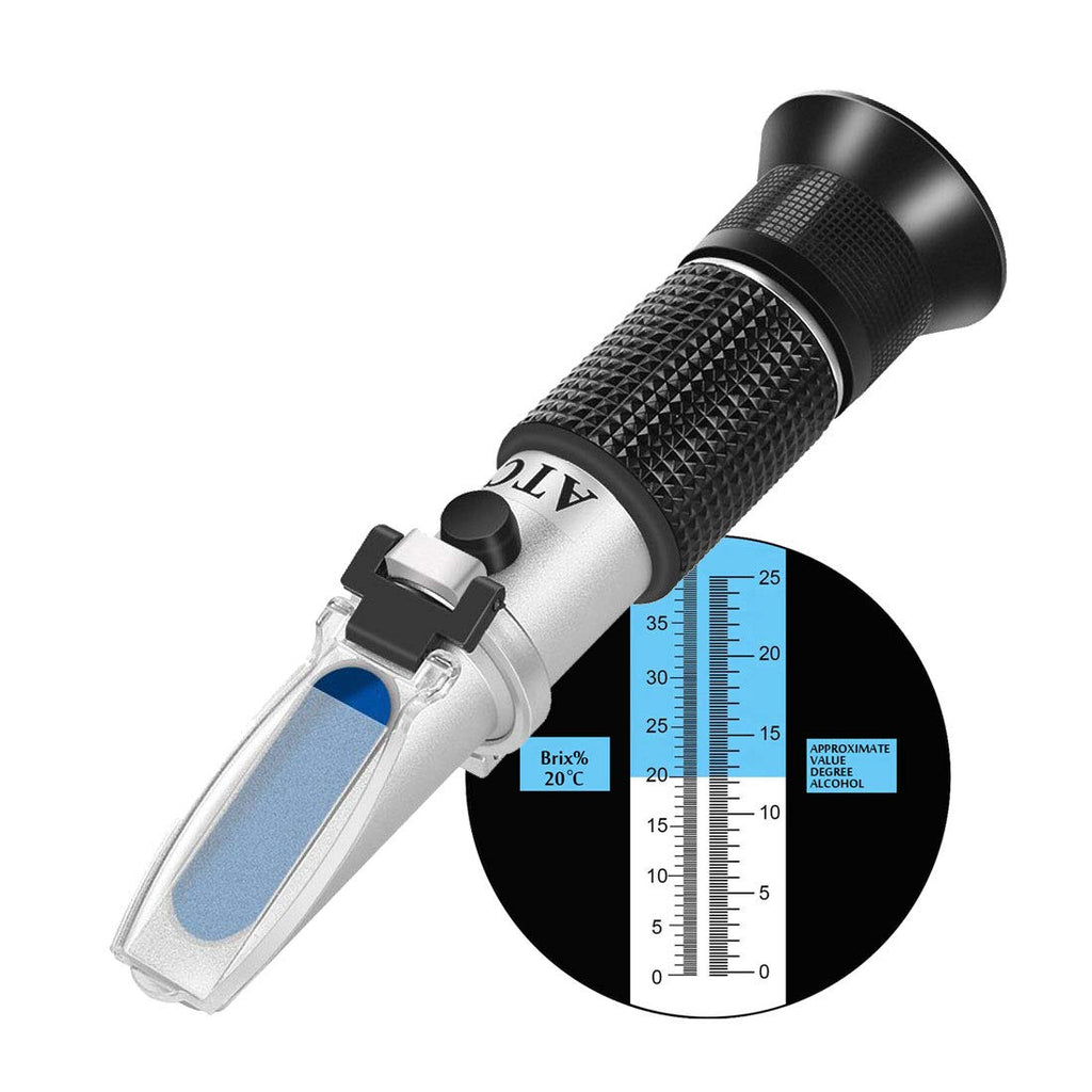 [Australia - AusPower] - Wine Refractometer,V-Resourcing Hand Held Brix/Alcohol Refractometer with ATC for Wine Making Homebrew Kit, Dual Scale(Brix 0-40%, Alcohol 0-25%) 