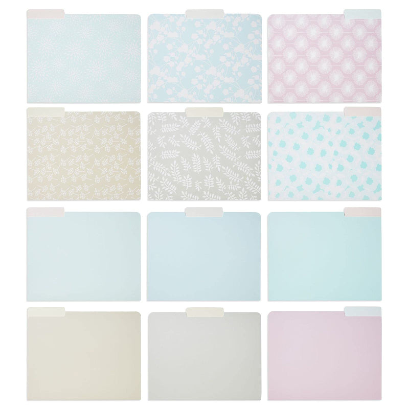 [Australia - AusPower] - Pastel Decorative File Folders for Women, Classroom Supplies, Letter Size, 1/3-Cut Tabs, (12 Pack) 