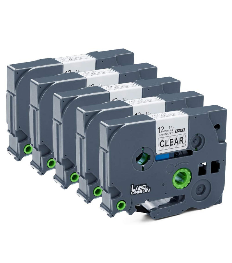 [Australia - AusPower] - Label Orison 5PK TZe-131 TZ-131 Compatible with Brother P-Touch Labeling Tape Cassette TZ2 131 Tapes Refill T-D210 PT-H100 PT-1880 Black on Clear 1/2 Inch (12mm) x 26.2ft (8m) 5 