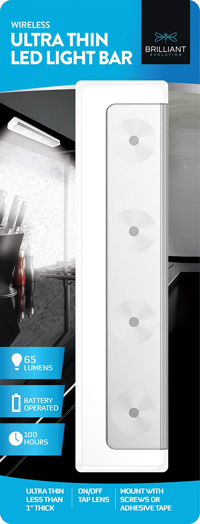 [Australia - AusPower] - Brilliant Evolution Wireless LED Stick On Light, Under Cabinet Lights Battery Operated, Under The Counter Lights for Kitchen, Under Counter Light, Closet Lights, Sink Light, Push Light, Tap Light 1 
